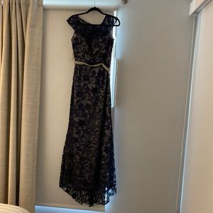 Evening elegant long dress Jade couture S4 navy and grey dress . Wore only once.